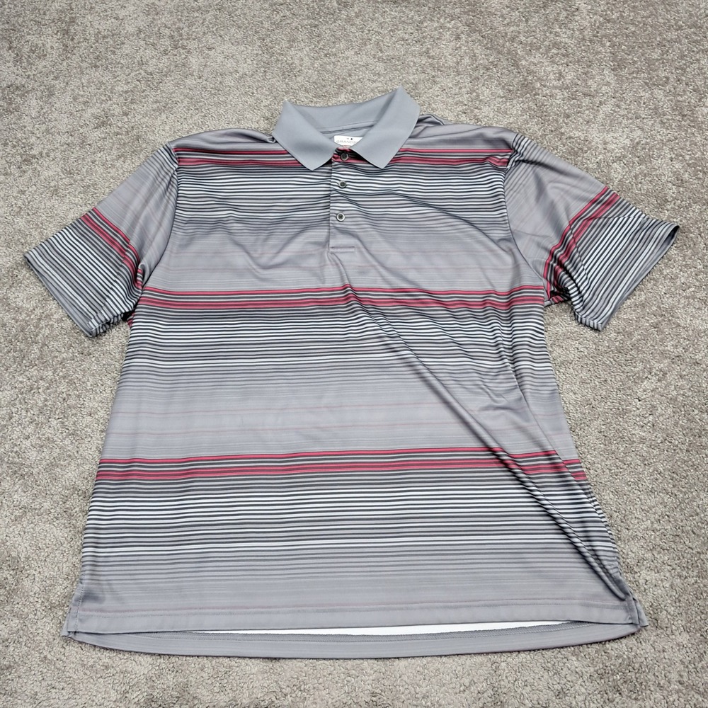 Grand Slam Performance‎ Mens XXL Gray Striped Short Sleeve Golf Polo Shirt